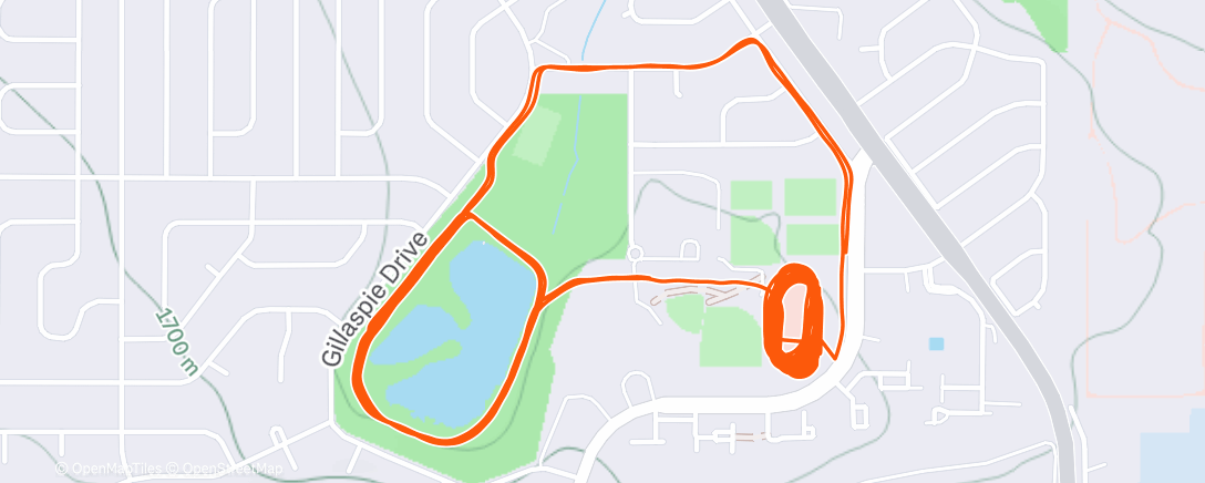 Map of the activity, Mile repeats.