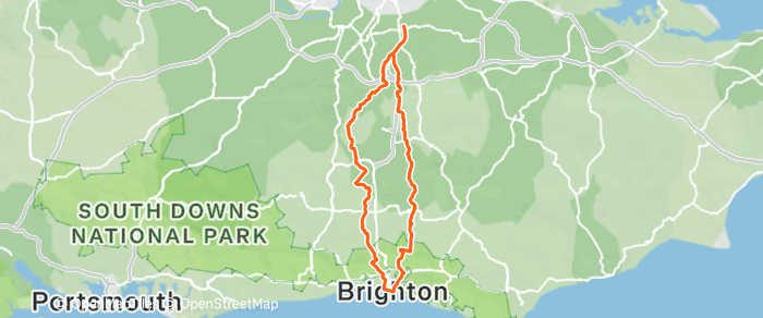 Route map for BRIGHTON – REGENCY RESTAURANT – G1/2 RTN 94MI 4300FT G3 RTN 92MI 3900FT