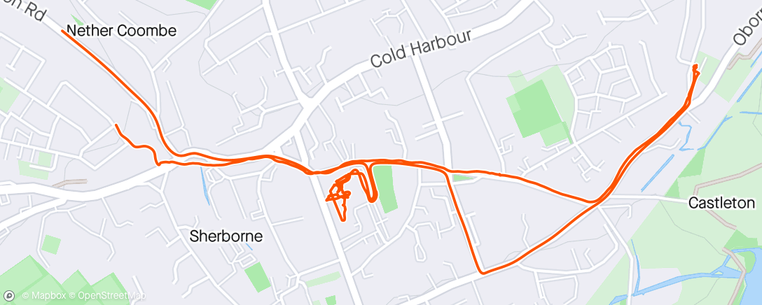 Mapa da atividade, Afternoon Run…I may have forgotten to press stop and drove 1.5 miles of that! 😂