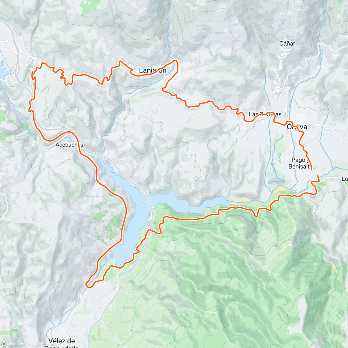 Map of the activity, Loop from Ogiva to Lanjeron and El Pinar