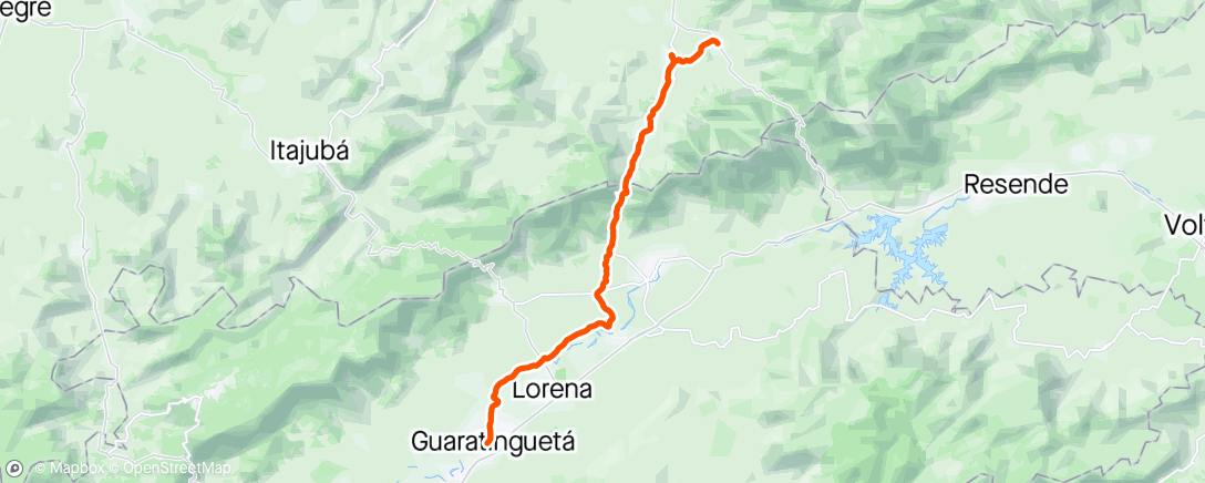 Map of the activity, 6° Dia Estrada Real Itanhandu a Guaratinguetá