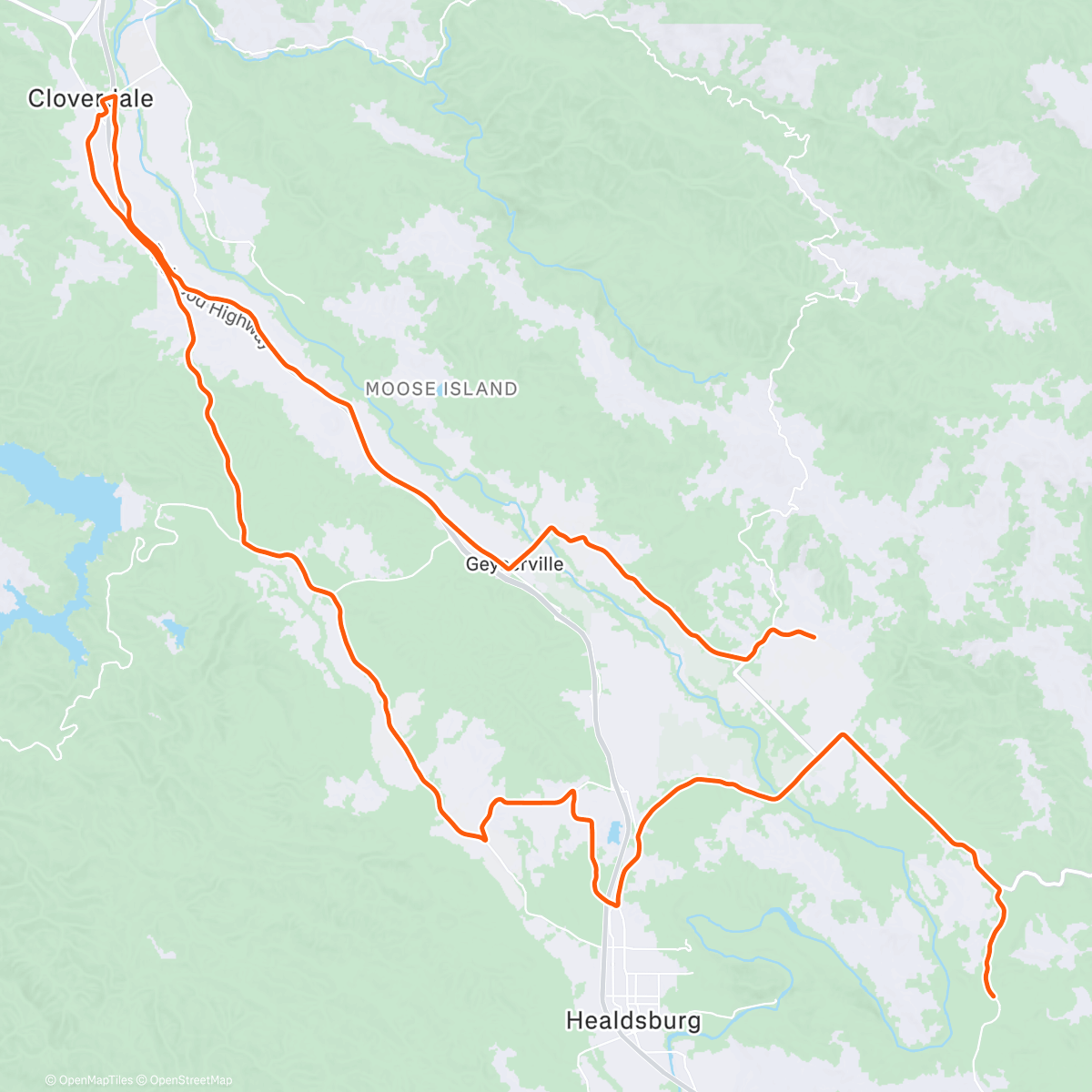 Map of the activity, ROUVY - Geyserville Cloverdale Healdsburg Loop | Nor Cal, USA