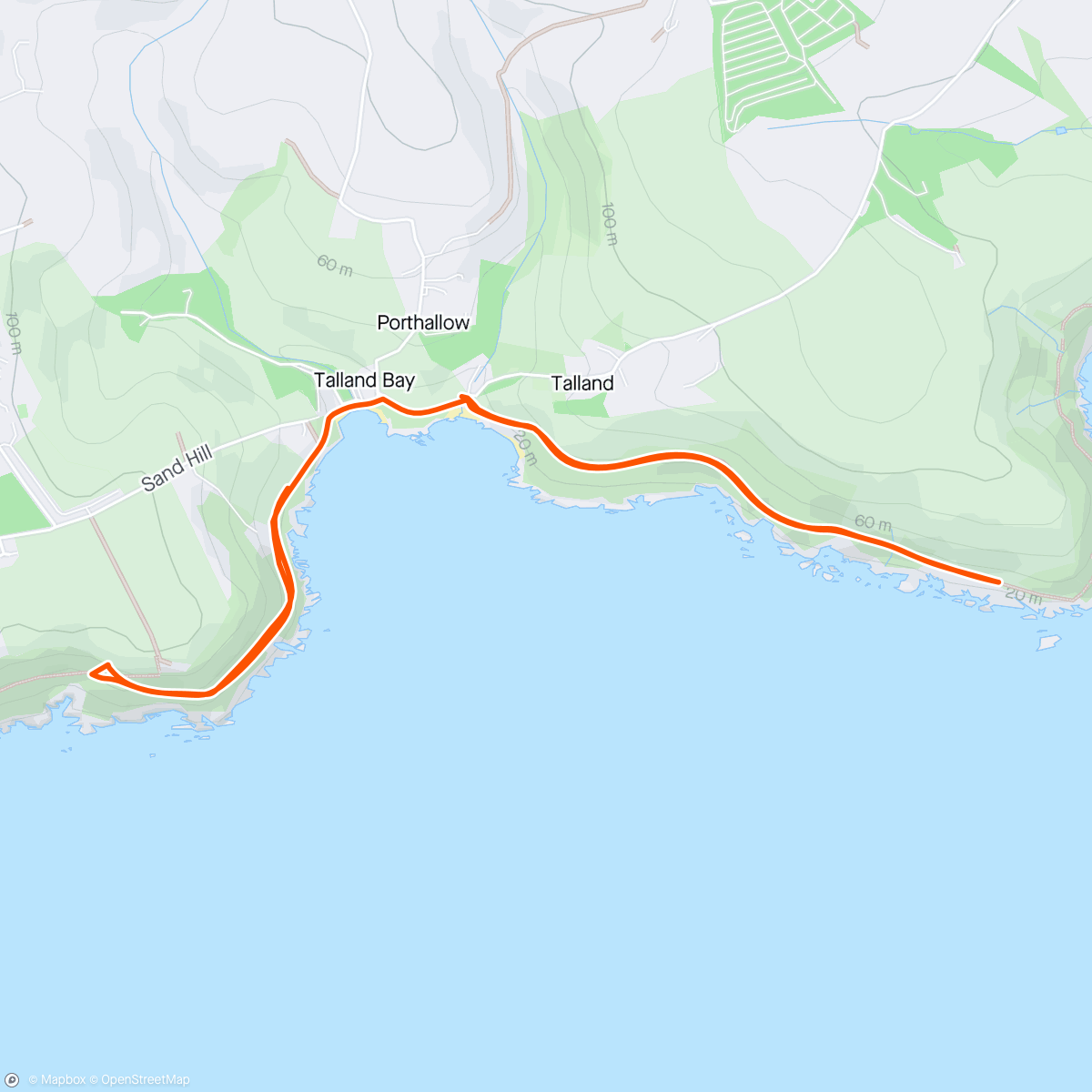 Mapa de la actividad, 4 miles coastpath.