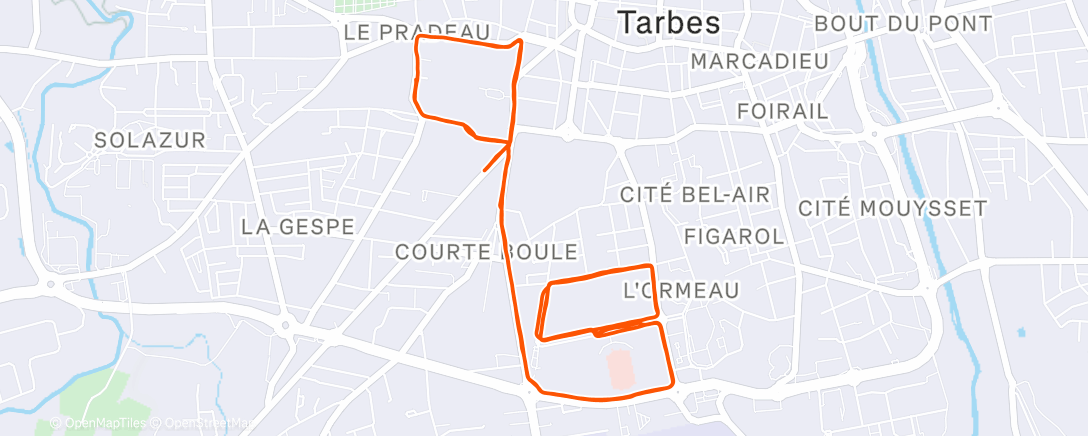 Map of the activity, Course à pied le matin