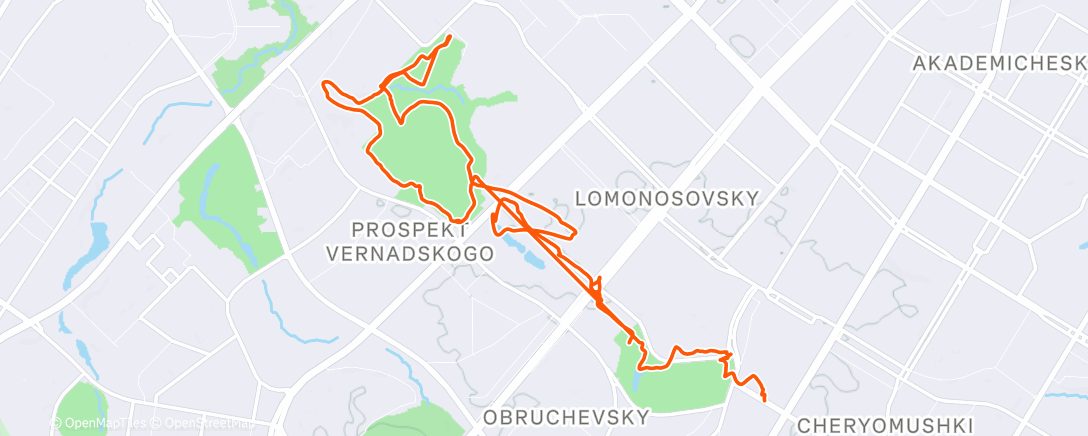 Map of the activity, Afternoon Run