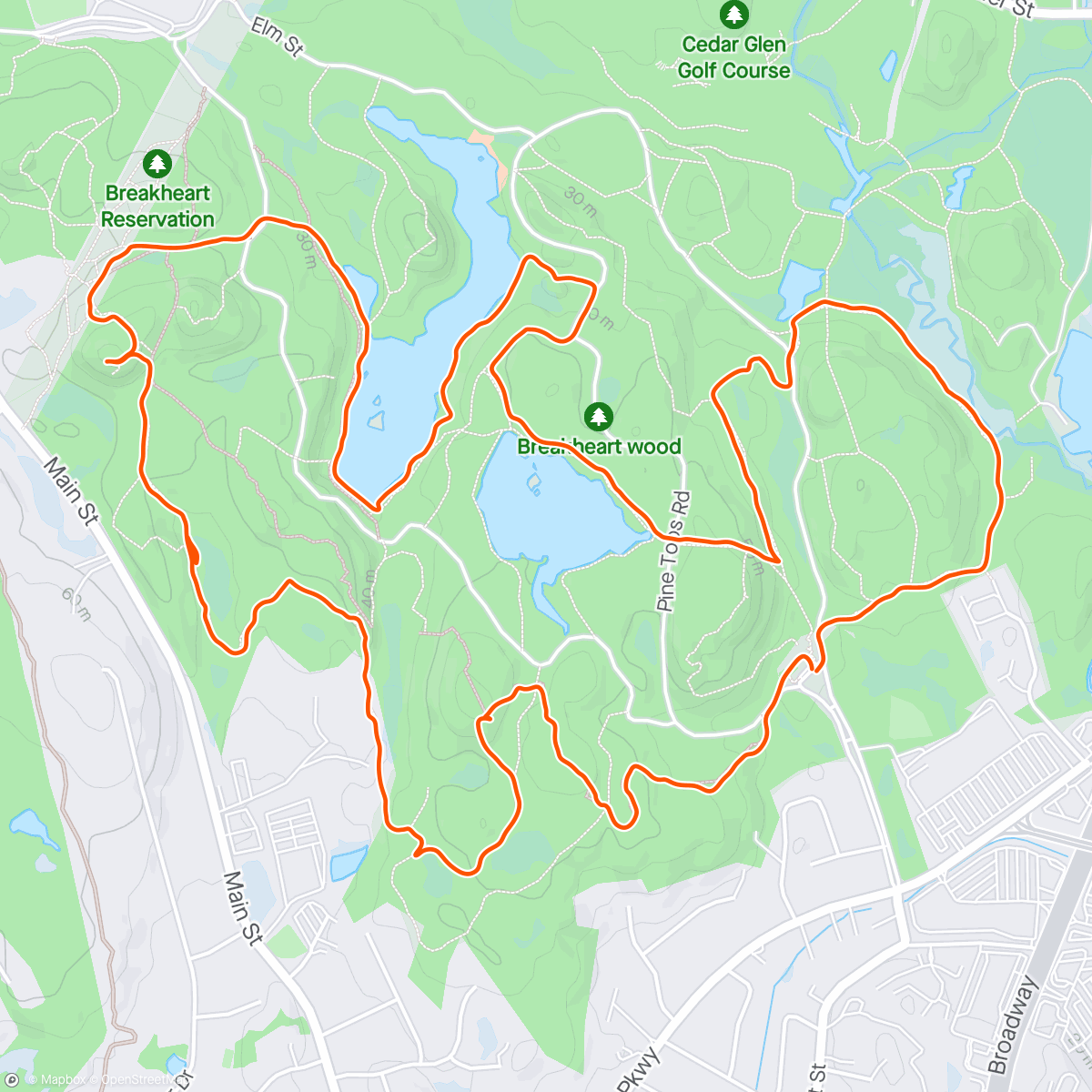Map of the activity, Breakheart Hike