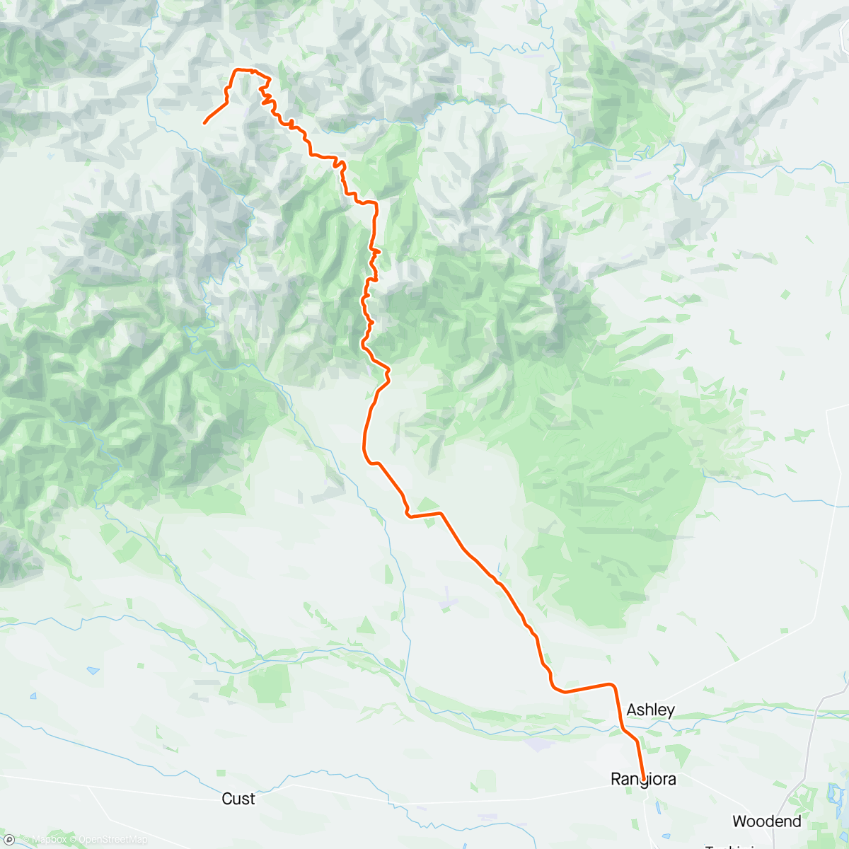 Mapa da atividade, ROUVY - Lees Valley - Rangiora