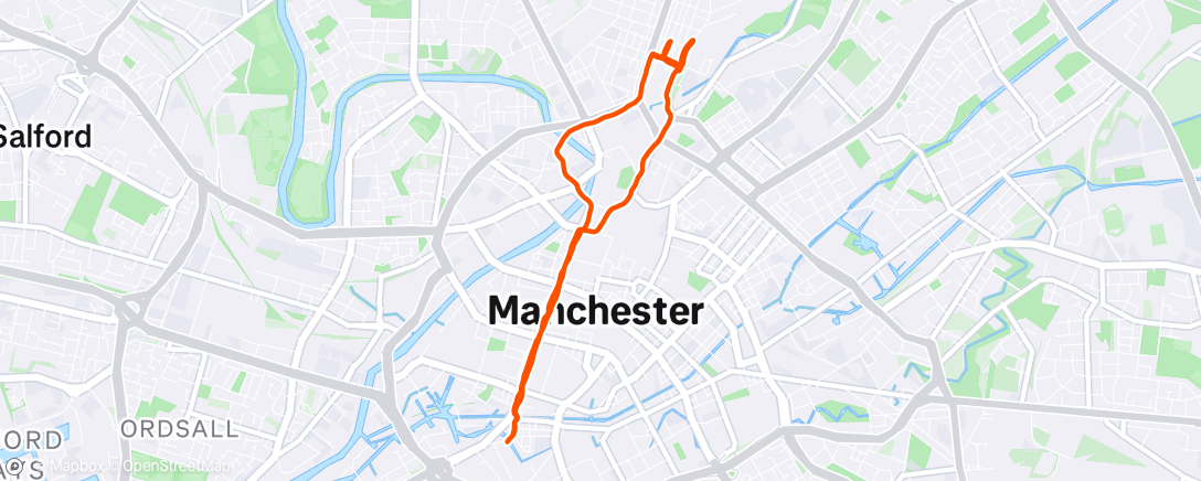 Map of the activity, Cheetham Hill sprints