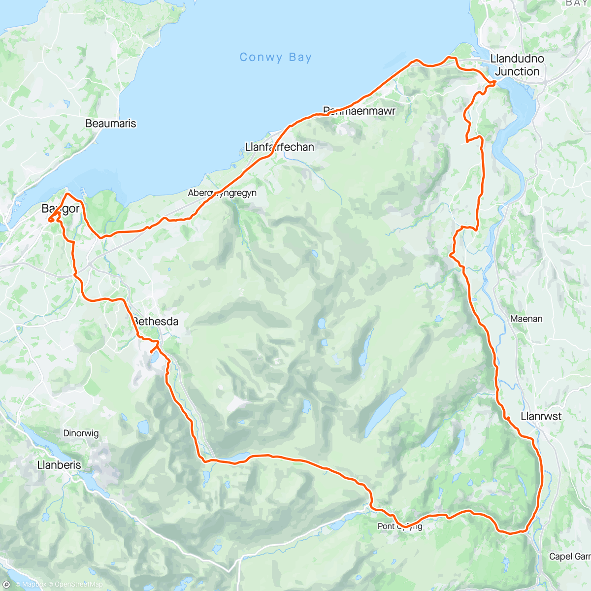 Mapa de la actividad, ODL Cycle 🏳️‍🌈 North Wales coast, Bangor and the Las Ogwen Cycleway