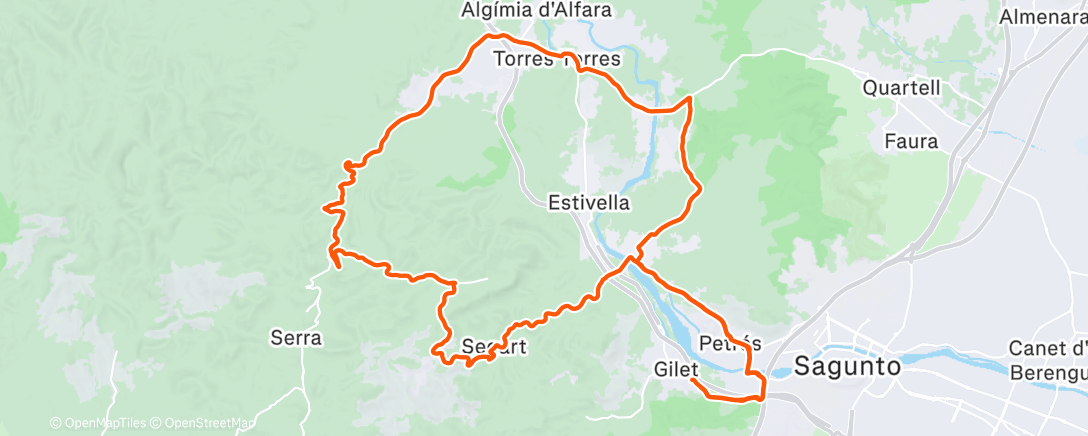 Map of the activity, Bicicleta por la tarde