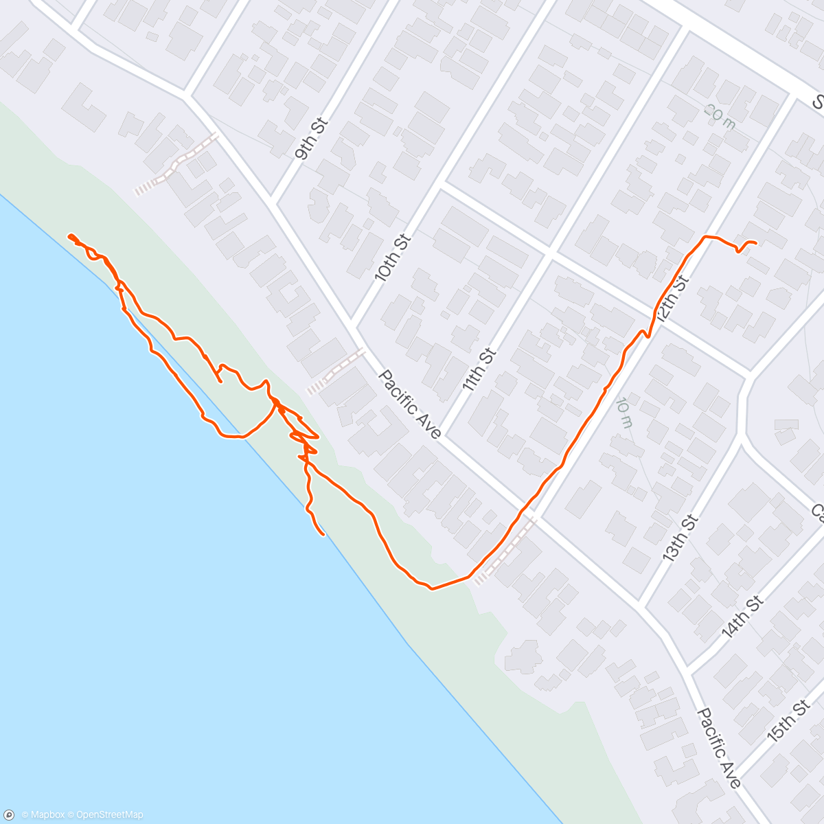 Map of the activity, Half of a beach walk,