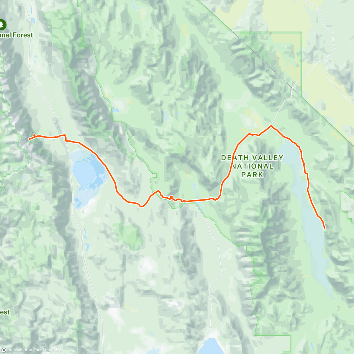 Map of the activity, Badwater 135