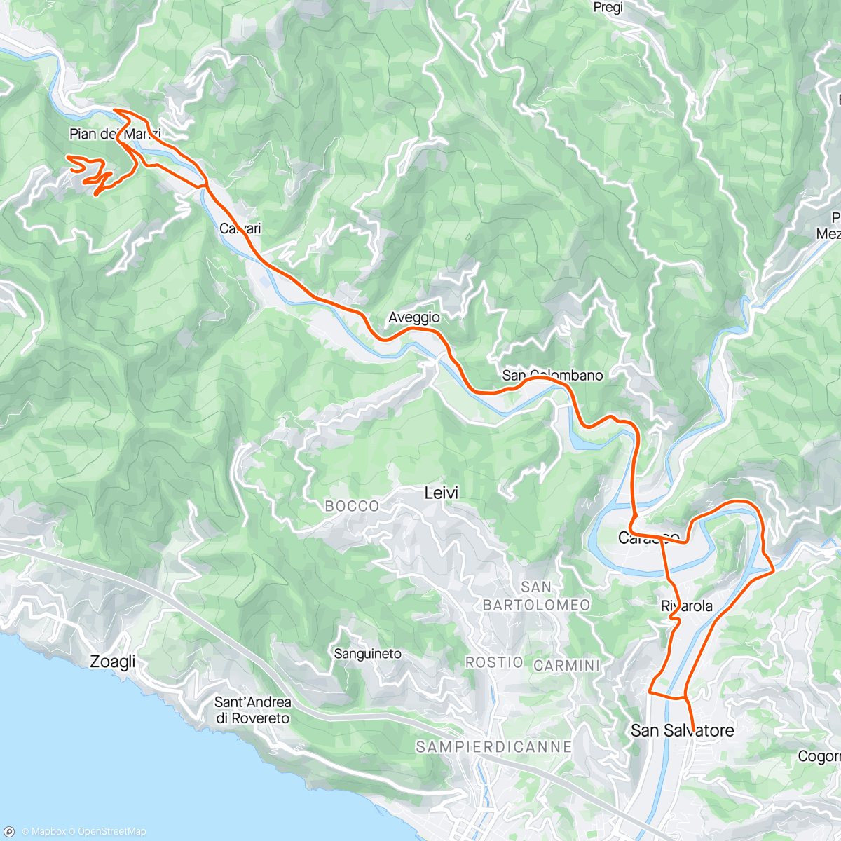 Map of the activity, 30/05/2024 Coreglia Ligure, Liguria, Italy