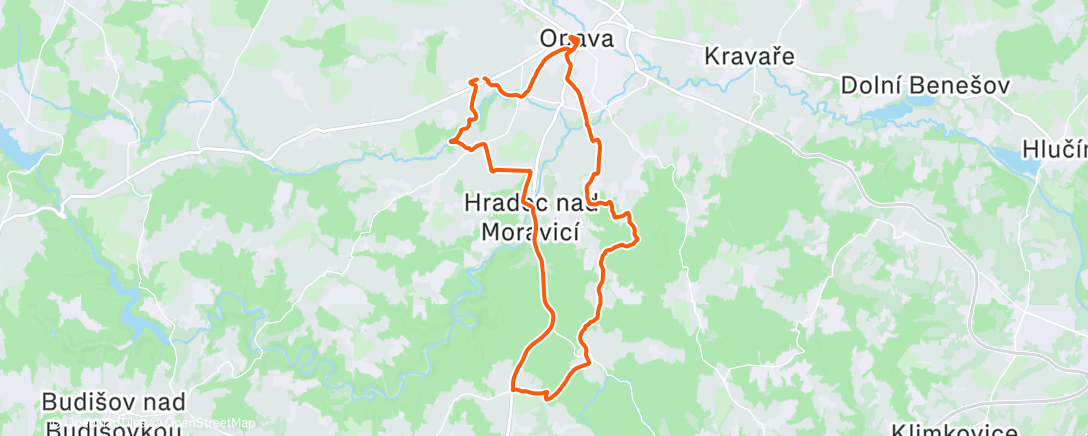 Map of the activity, Štěpánský gravel ride za sluncem ☀️👌