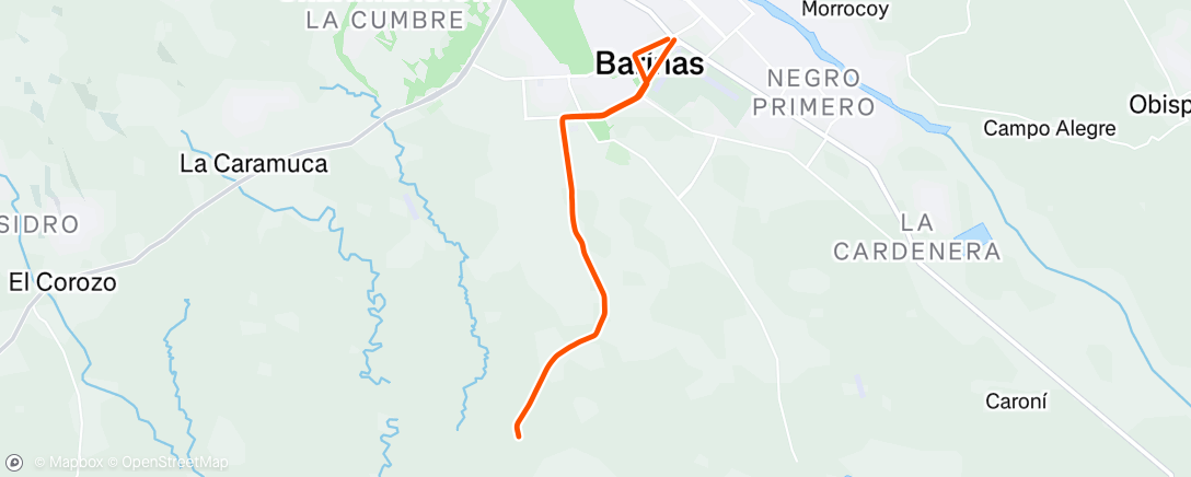 Map of the activity, Vuelta ciclista vespertina