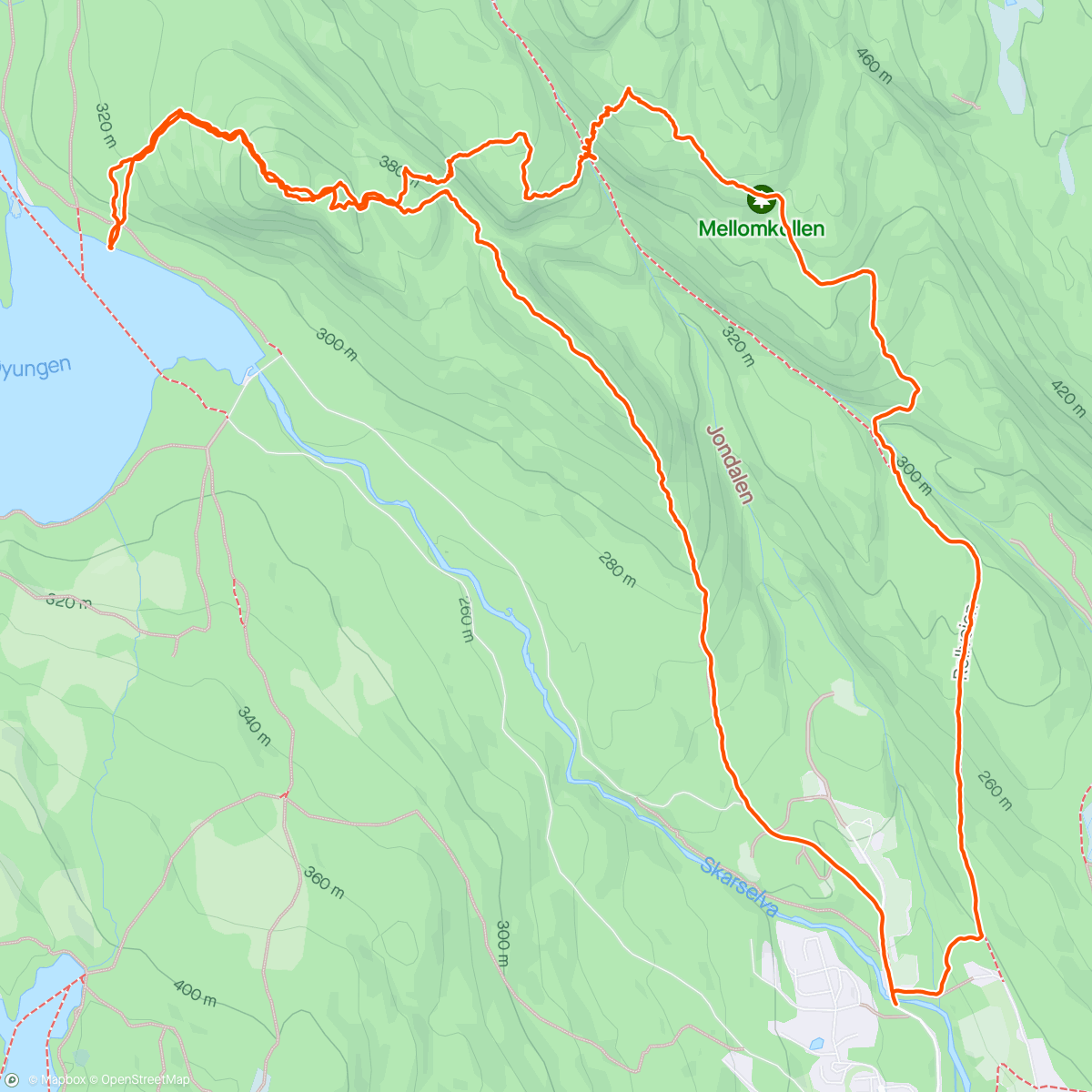 「Evening Hike med Fridtjof」活動的地圖