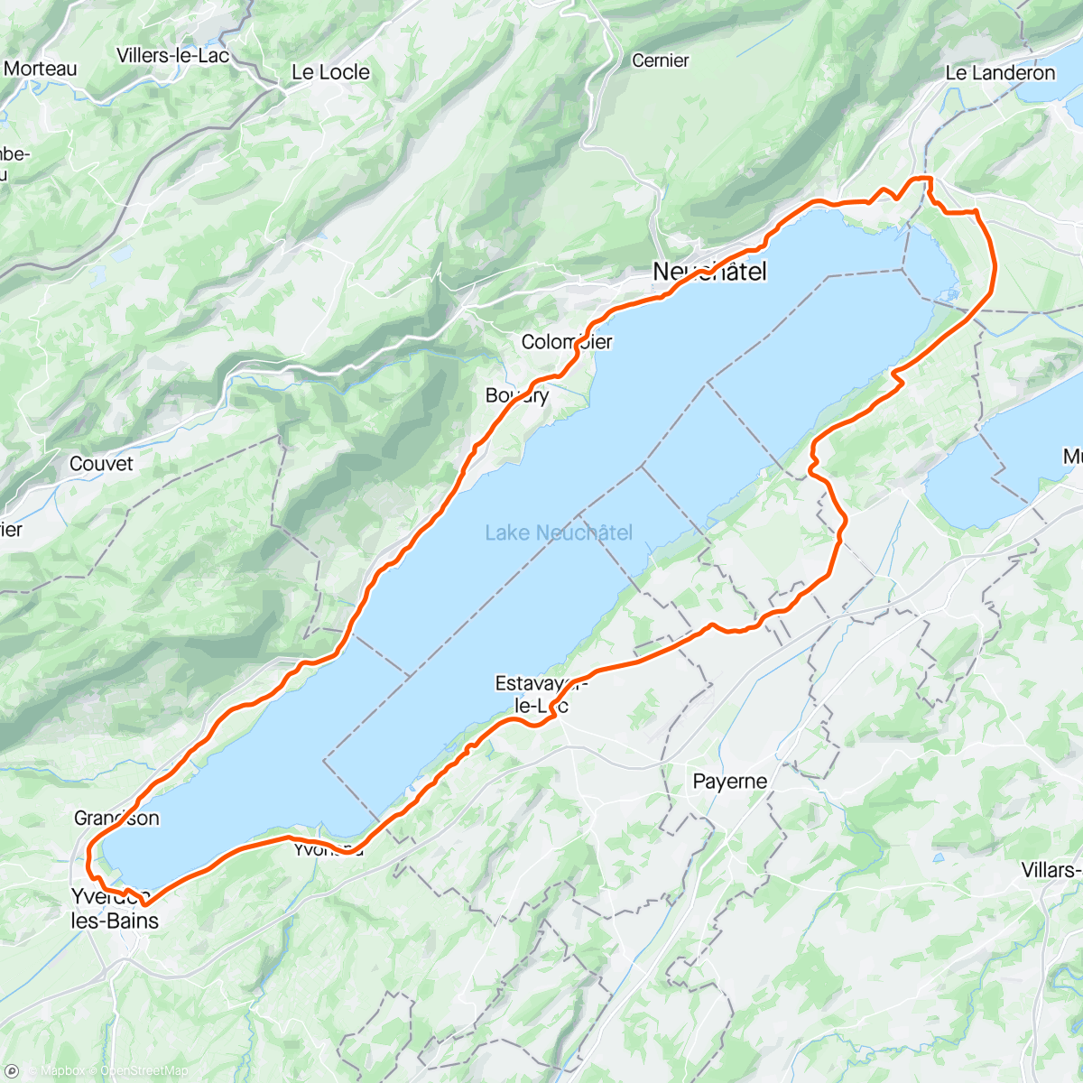 Mapa de la actividad (Lac de Neuchâtel)