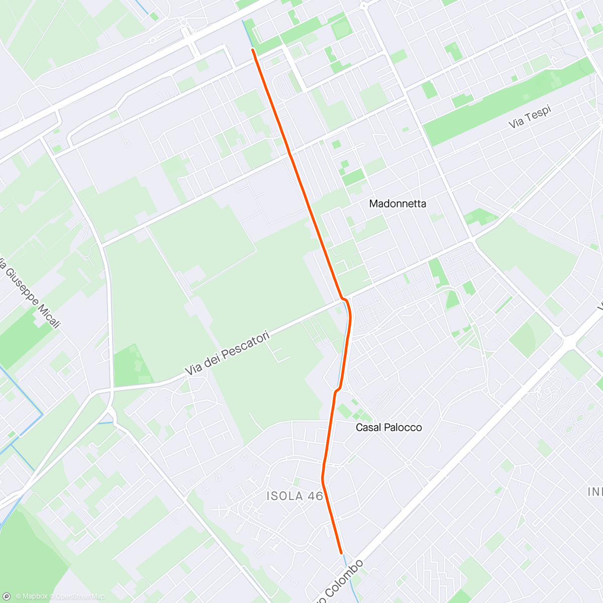 Map of the activity, Kinomap - Casal palocco - Roubaix del Canale