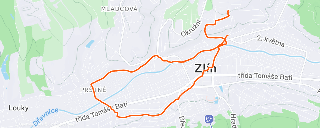 Map of the activity, Evening Run