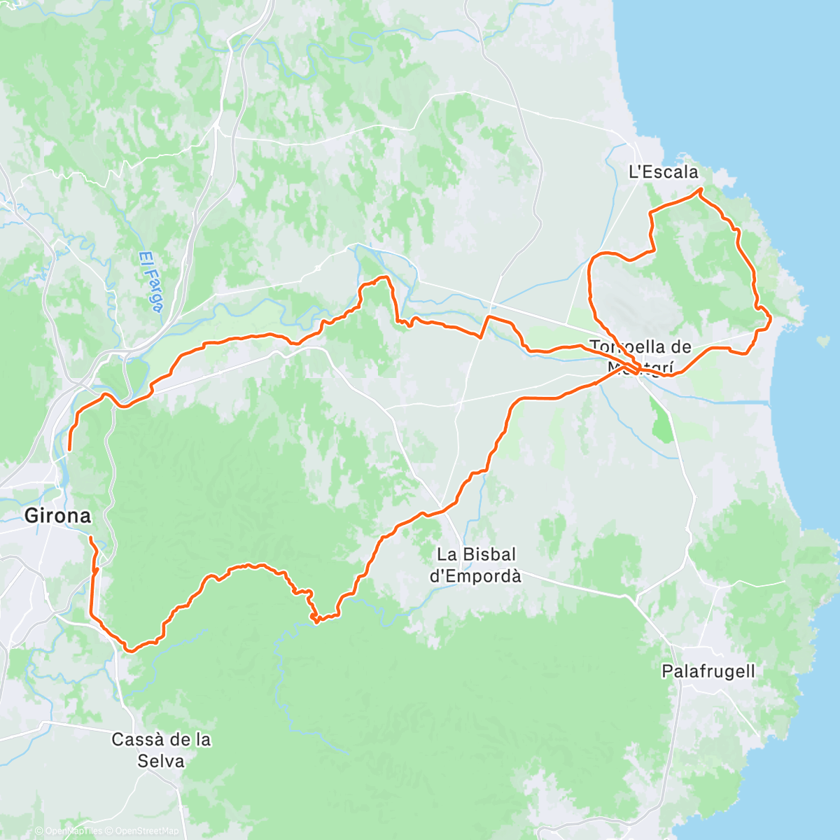Map of the activity, biking point social grav