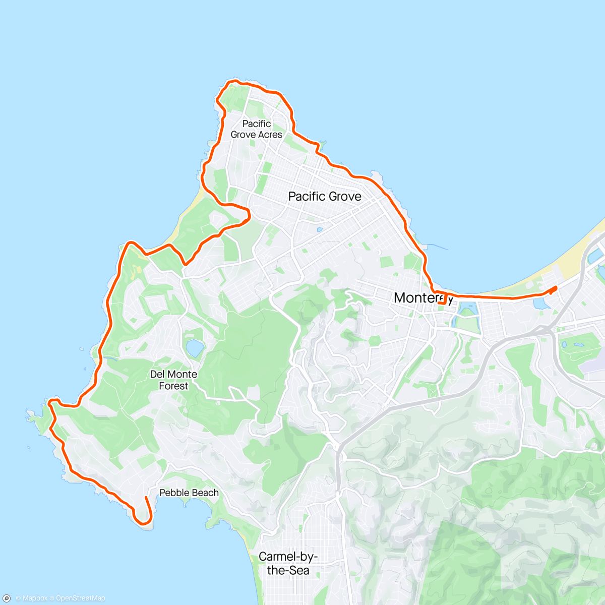 Map of the activity, 17-Mile Drive with Lindsay