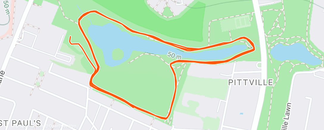Mapa de la actividad (Post lurgy Parkrun)