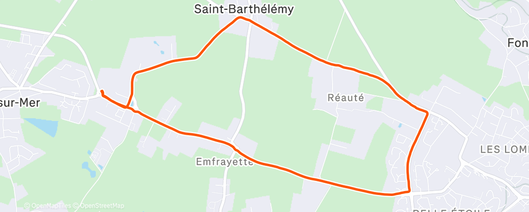 Map of the activity, Course à pied le matin