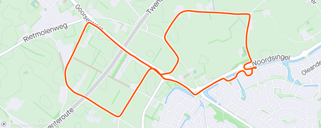 Map of the activity, 10 min WUP - 2x (10x 45 sec, 15 sec joggen, 5 min SP) - 10 min CD