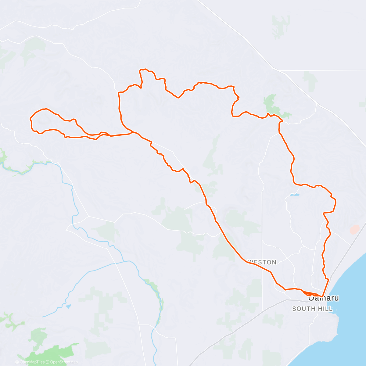 Map of the activity, Big Old Loop Around Oamaru