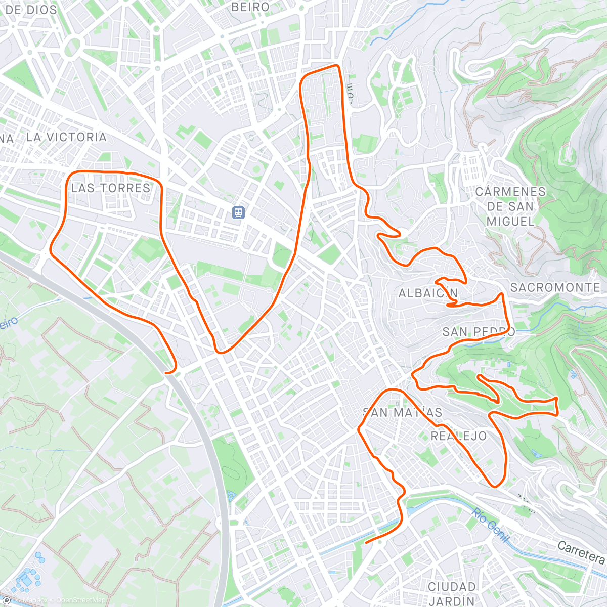 Карта физической активности (Dur dur dur Semi Marathon de Granada... dénivelé incroyable mais hmd LAH🙏🙏)