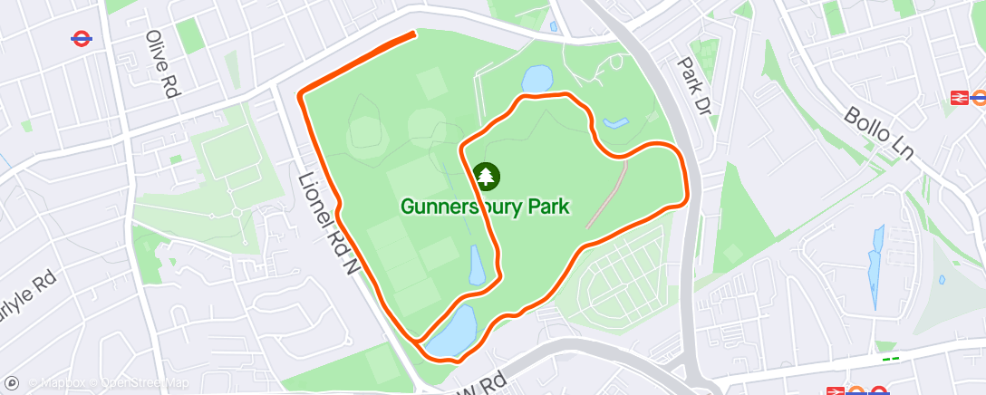 Mapa da atividade, Gunnersbury Parkrun