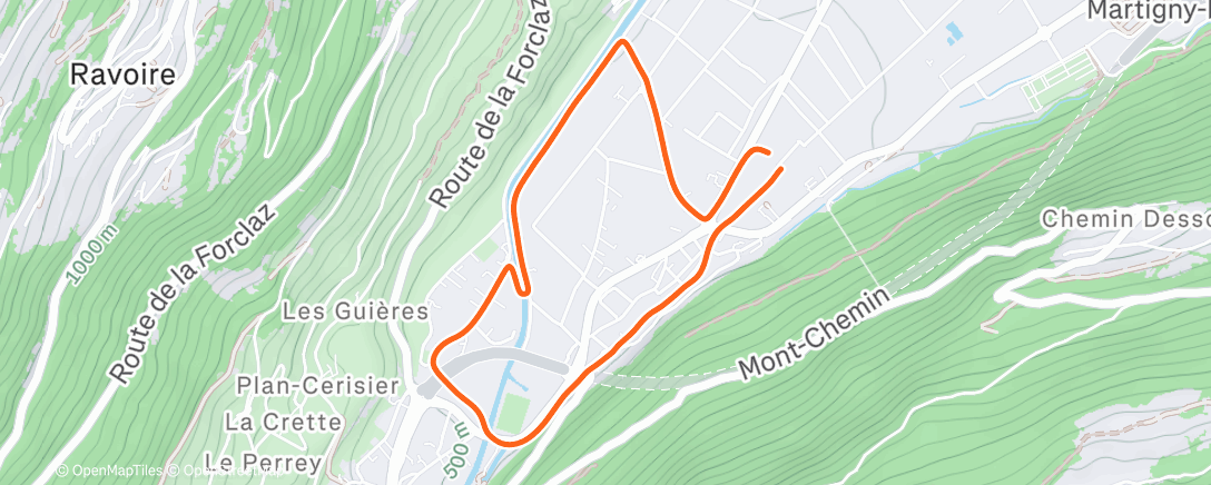 Map of the activity, Afternoon Run