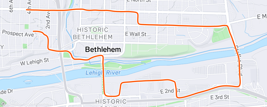 Map of the activity, Running in Bethlehem with asthma symptoms really hits the nostalgia button 🥰