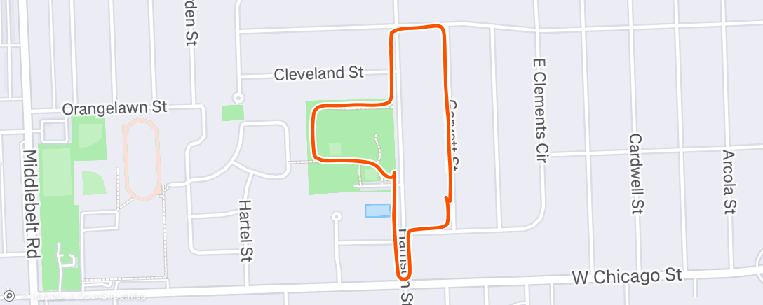Map of the activity, Evening Run