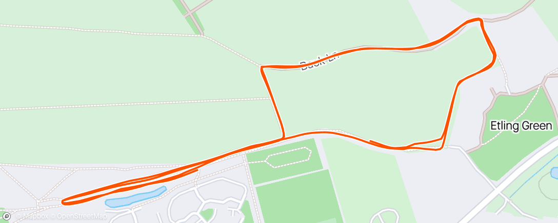 Map of the activity, Evening Run with Bethany