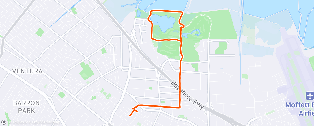 Map of the activity, Early morning miles with grant