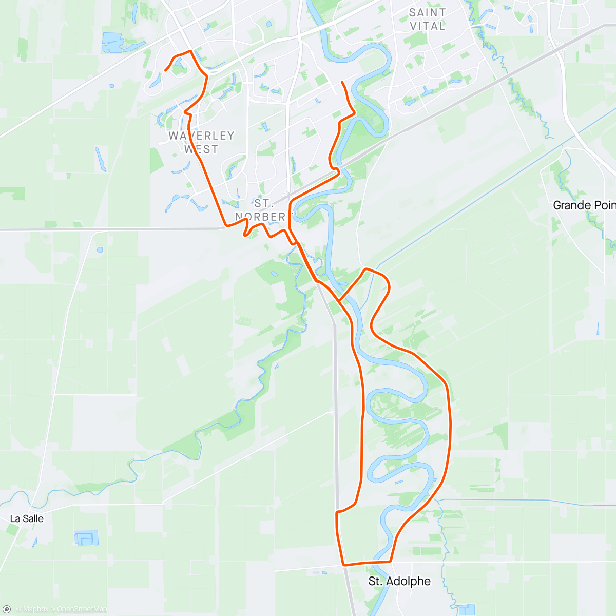 Map of the activity, Commute detour to St-Adolphe with Owen