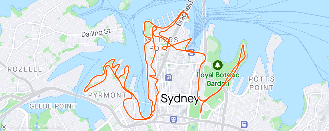 Mapa da atividade, Sydney Half Marathon