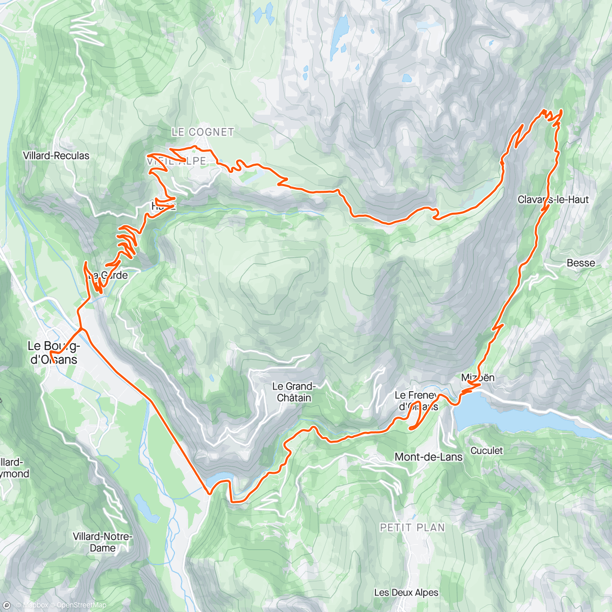 Map of the activity, Alpe D'Huez et Coul de Sarenne