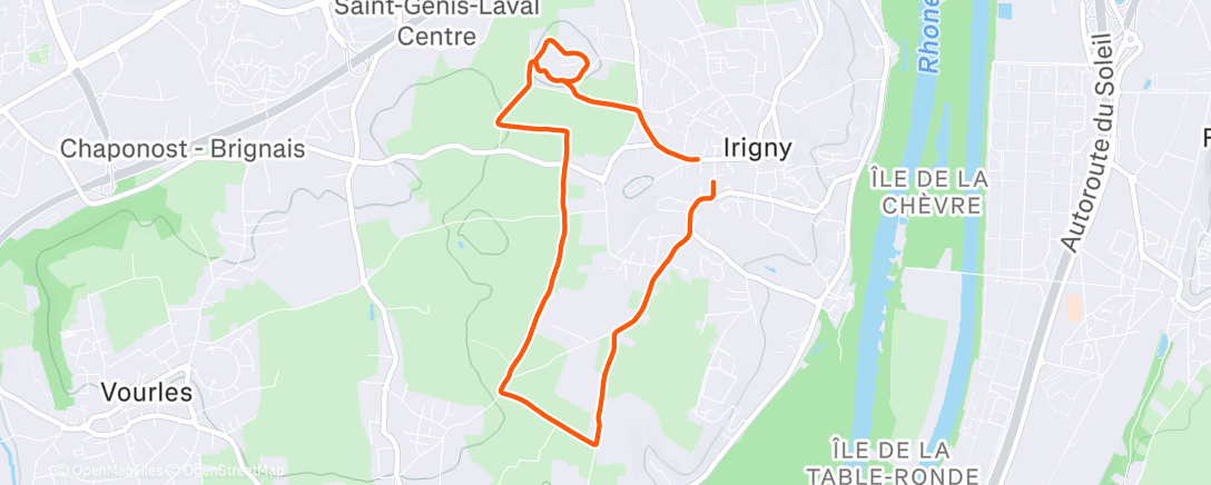 Map of the activity, Afternoon Run