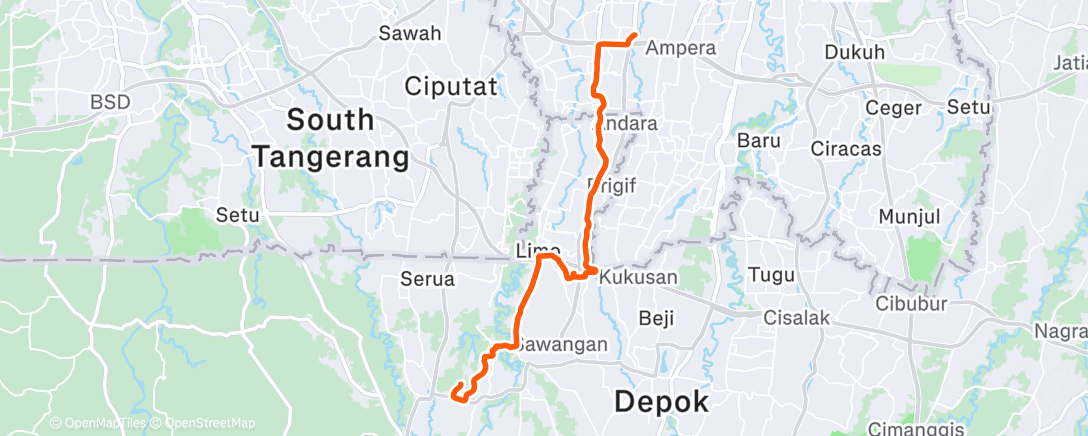 Map of the activity, Afternoon Ride