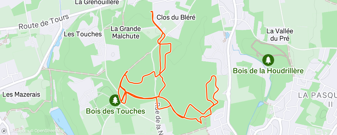 Map of the activity, Course à pied le midi