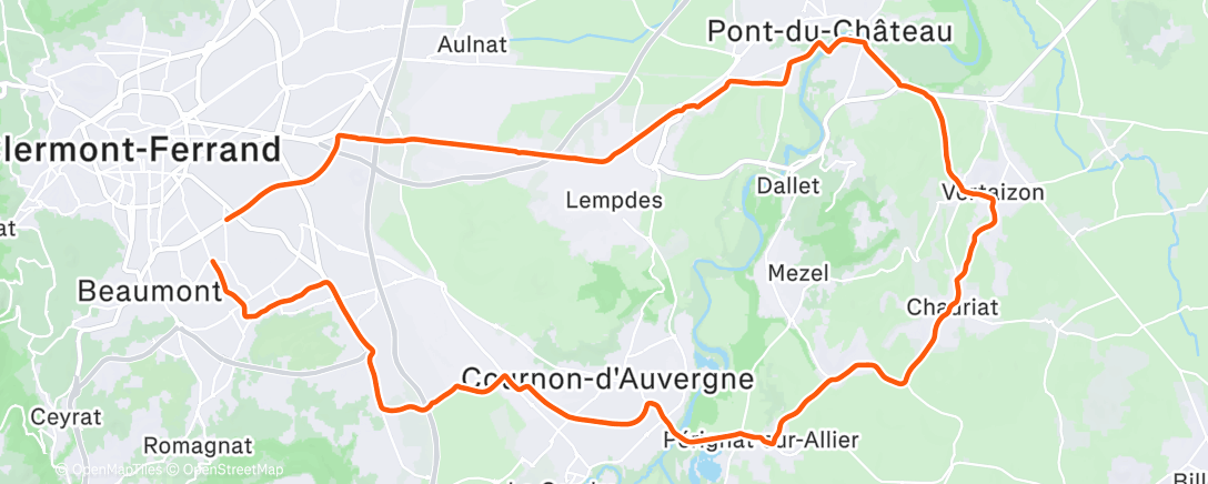 Map of the activity, Sortie vélo le matin