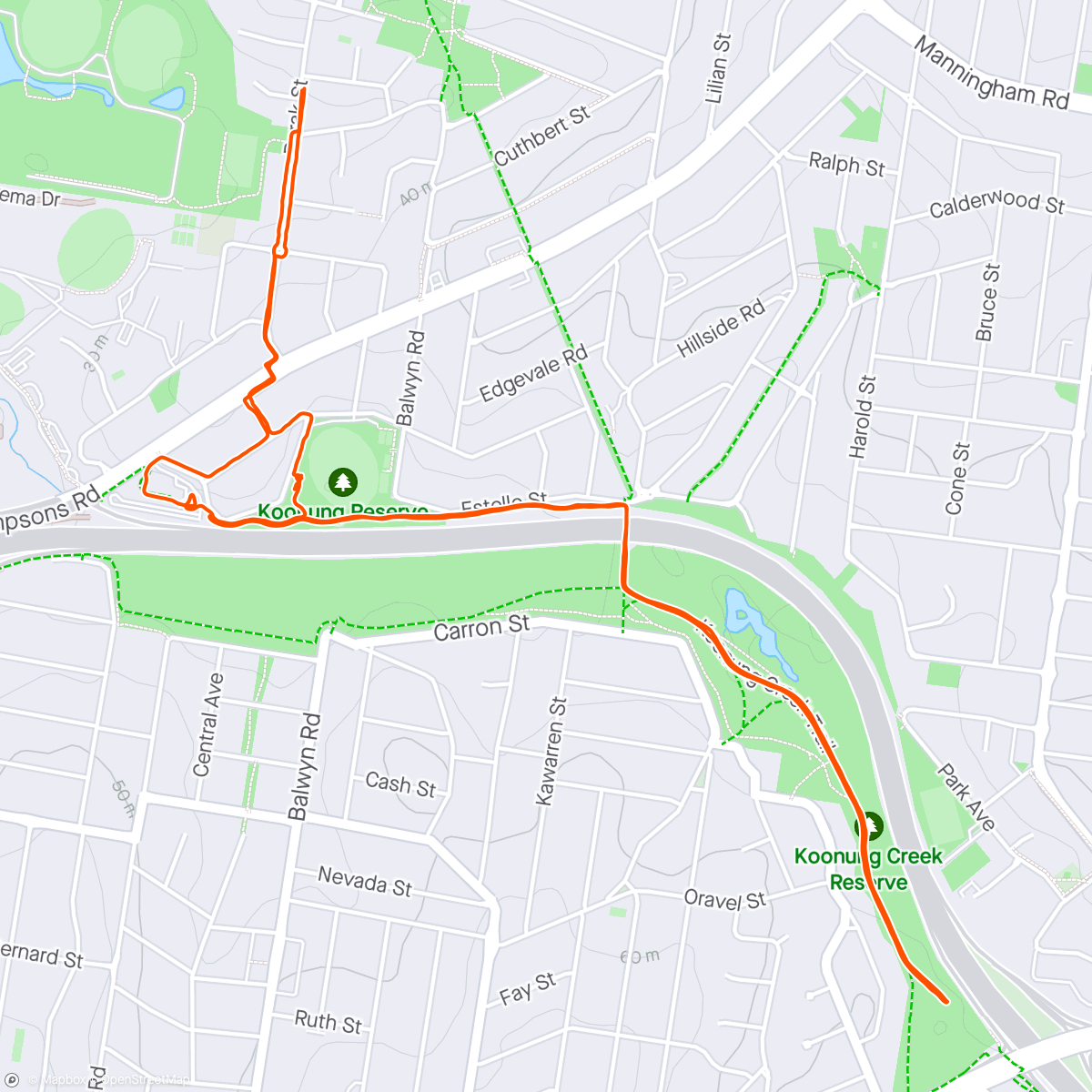 Map of the activity, Walk/Run with Martin
