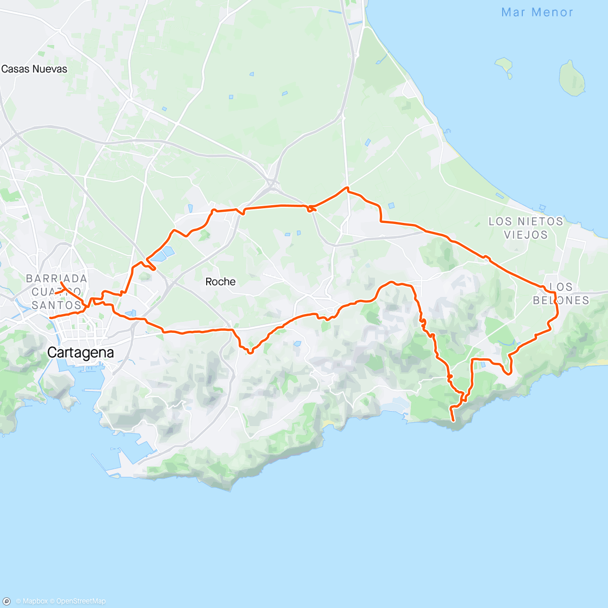 Map of the activity, Cartagena - Cenizas - Los Belones - Cartagena