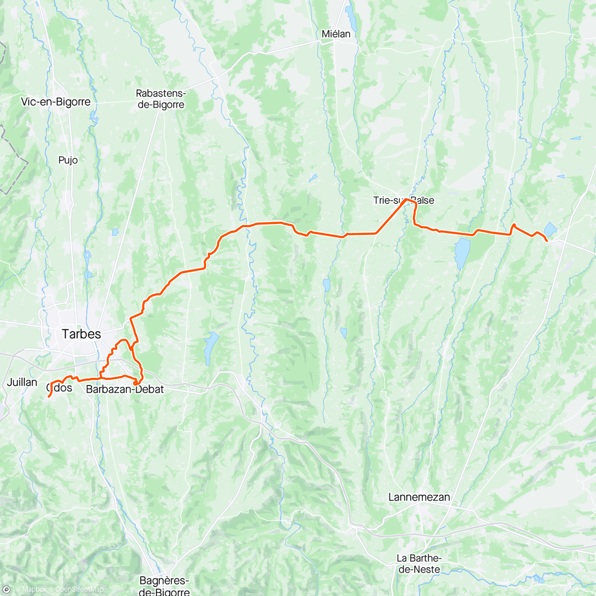 Map of the activity, Vallonné ride
