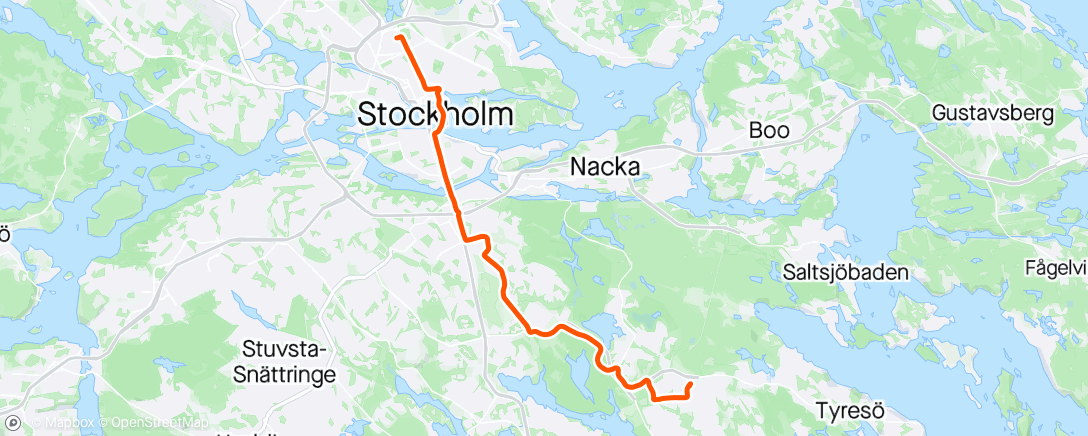 「Enjoying the Swedish bike lane network!」活動的地圖