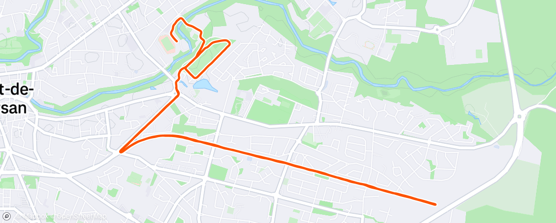 Map of the activity, Course à pied en soirée