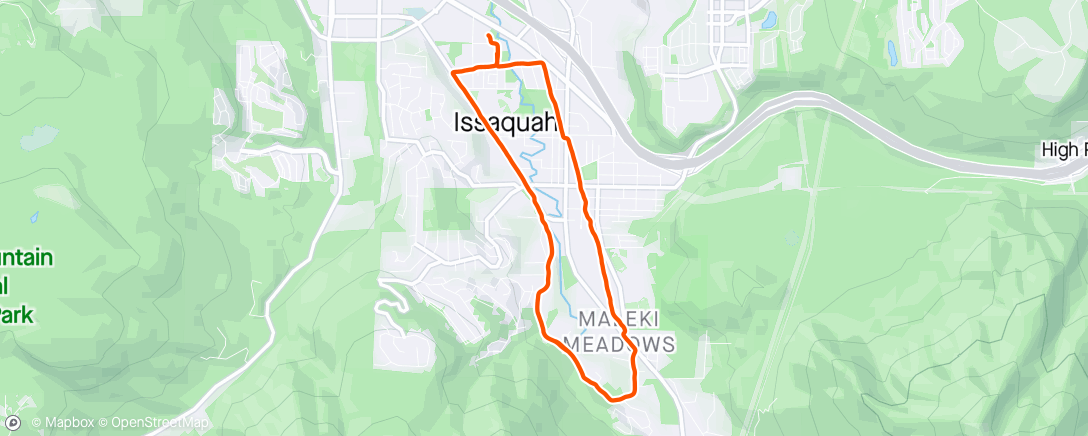 Map of the activity, Easy with 4x 30s hills