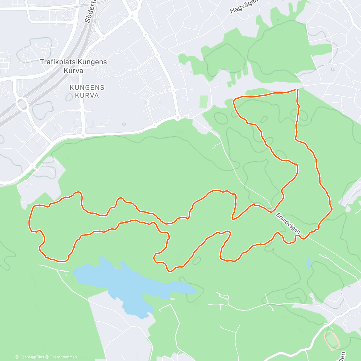 Map of the activity, Mellandagsjogg i skogen m Bruno o Elin
